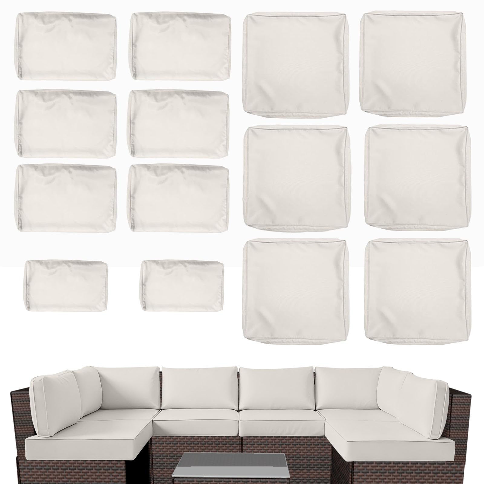 XX xfasd front view of beige cushion covers showing neat fit and fresh look