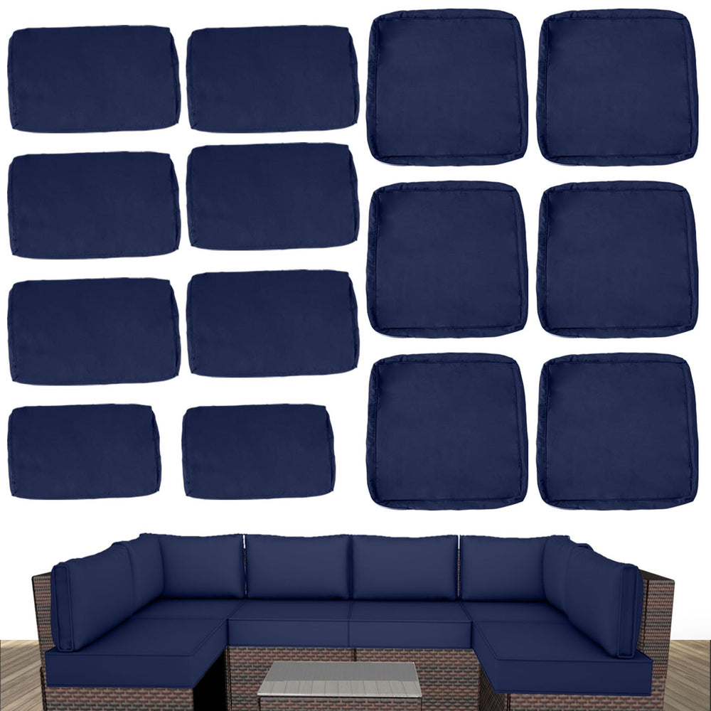 XX xfasd front view of navy 7-piece outdoor cover set shows cohesive style and protection