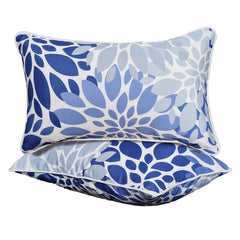 XXPILOS front view of two lumbar pillows showing vibrant pattern and curb appeal