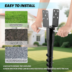 XYADX anchor holding a 4x4 post installed in soil offering stable support