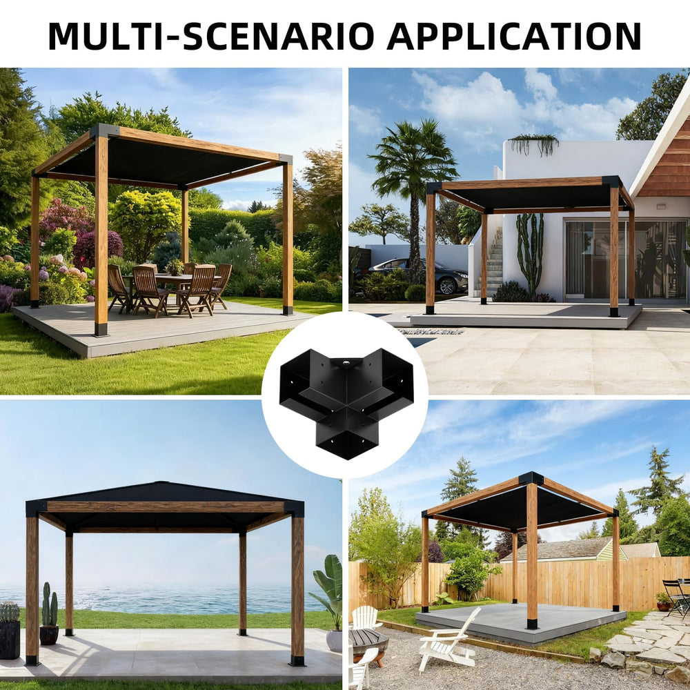 XYADX brackets used in a patio pergola highlighting comfortable shaded outdoor living