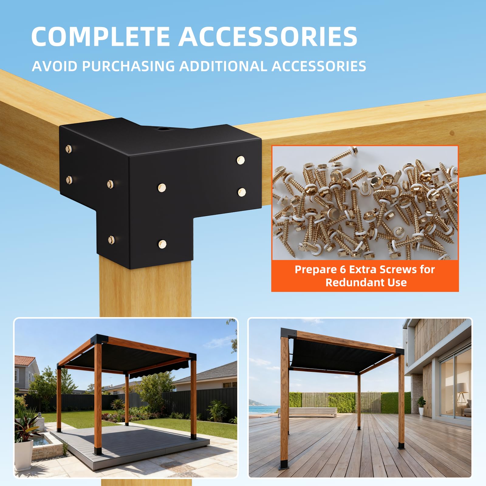 XYADX bracket beside measuring tape showing 3.7x3.7 inch fit for 4x4 posts