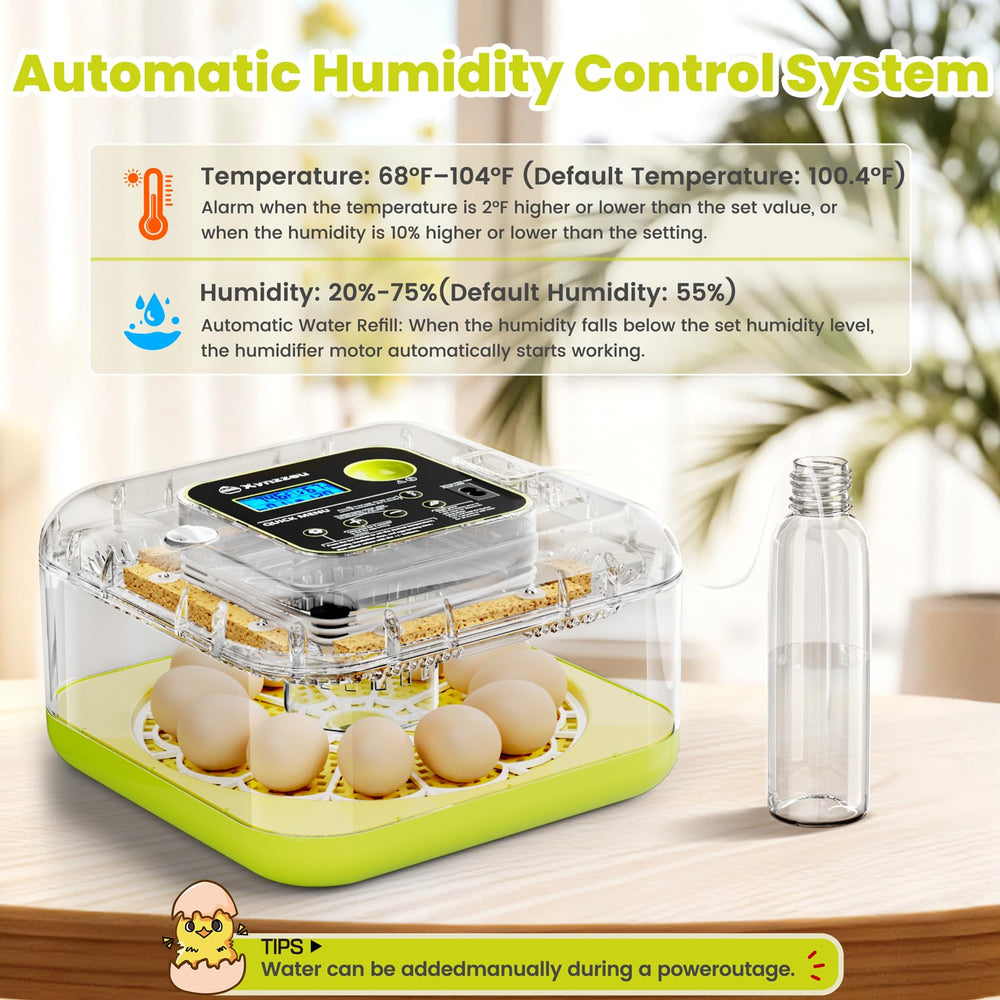 Xynzzeu control panel closeup with clear temperature and humidity settings