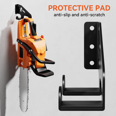 XZHXFX chainsaw hanger close-up of rubber pad protecting handle from scratches