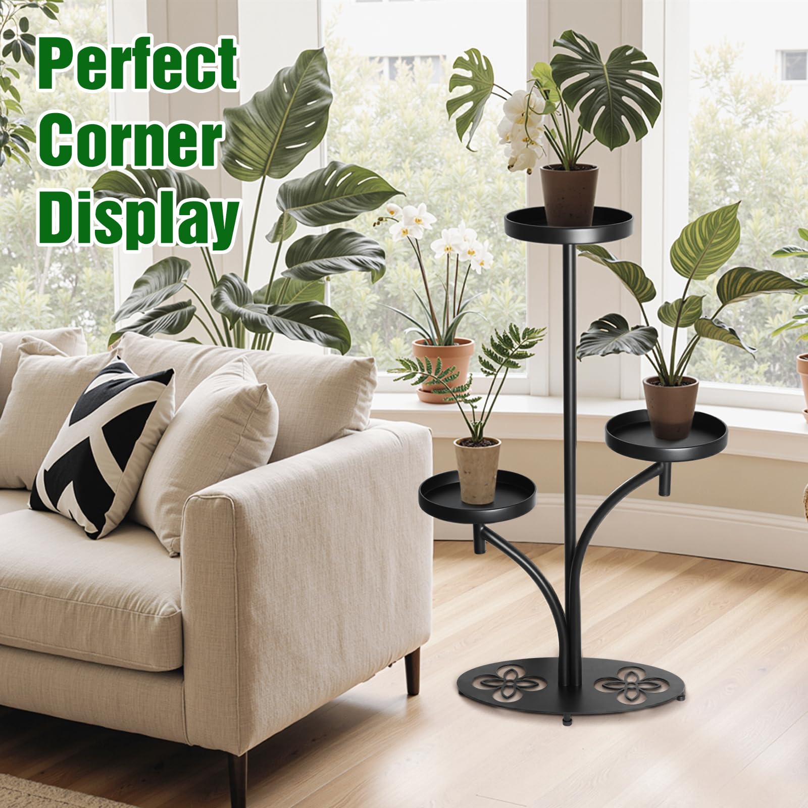 XZHXZH assembled stand with potted plants showing practical display benefits