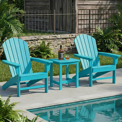Y&M table beside Adirondack chair demonstrating size and functional pairing