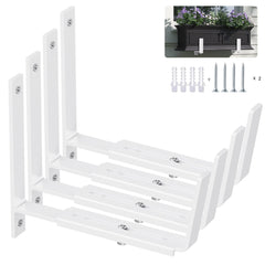 Y&M front view of four white brackets showing sturdy construction and neat finish