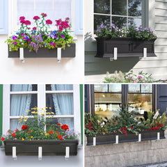 Y&M wall-mounted under window displaying how brackets elevate and stabilize boxes
