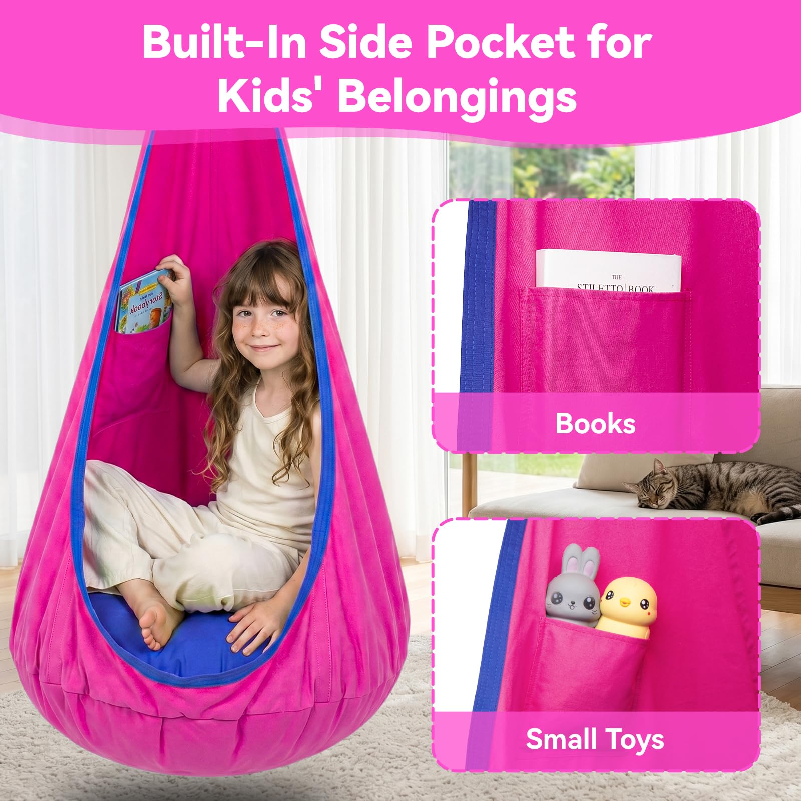 Y- STOP hanging from a tree showing outdoor use and sturdy attachment benefit