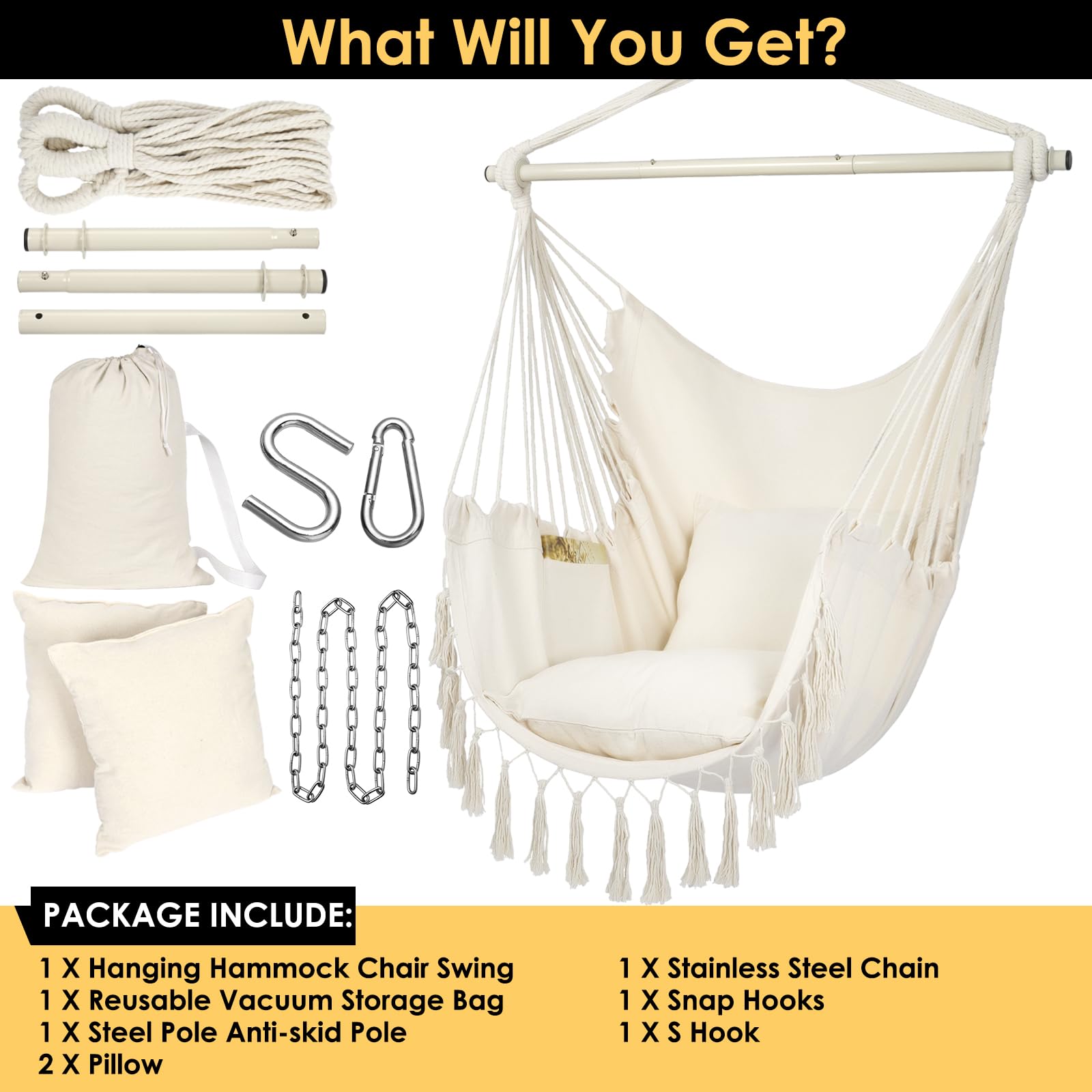 Y- STOP hanging chair in bedroom scene creating a cozy indoor reading nook