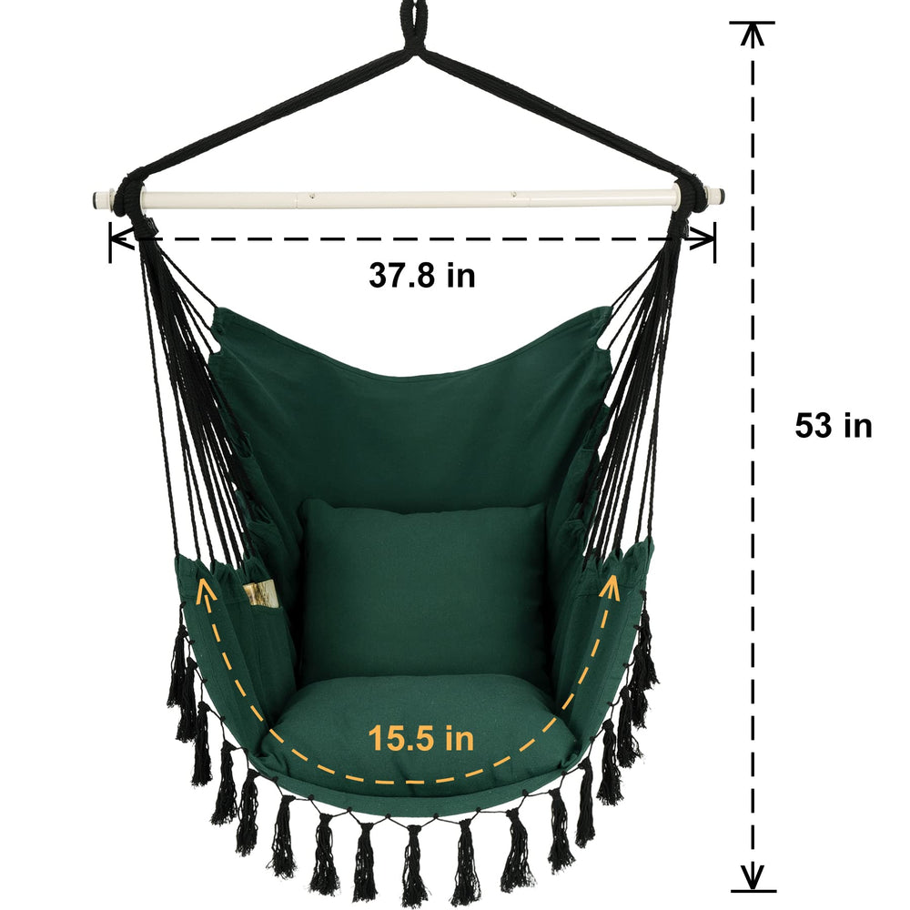 Y- STOP size comparison with person showing scale and generous seating capacity