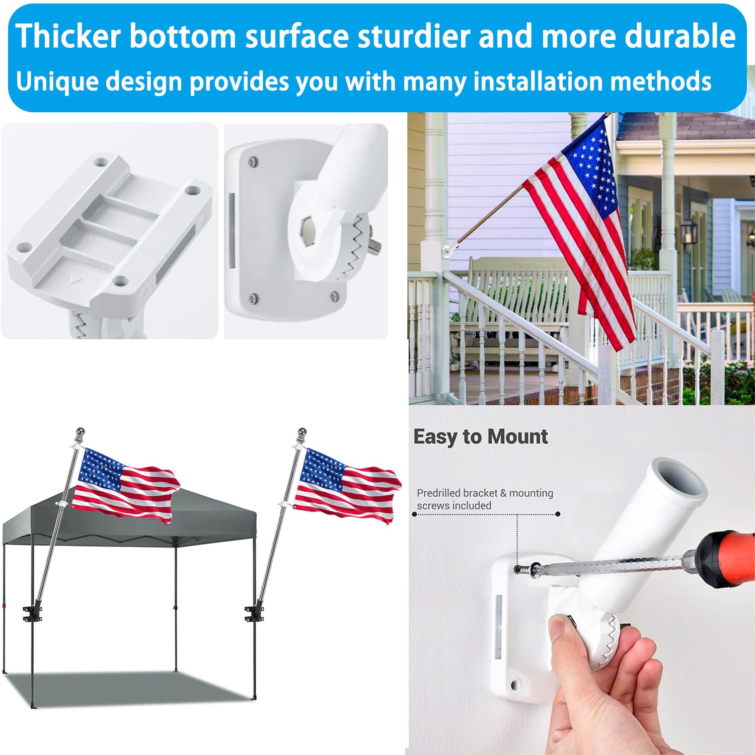 YAARHEJ detail of angle-adjustment mechanism offering customizable flag tilt for better visibility