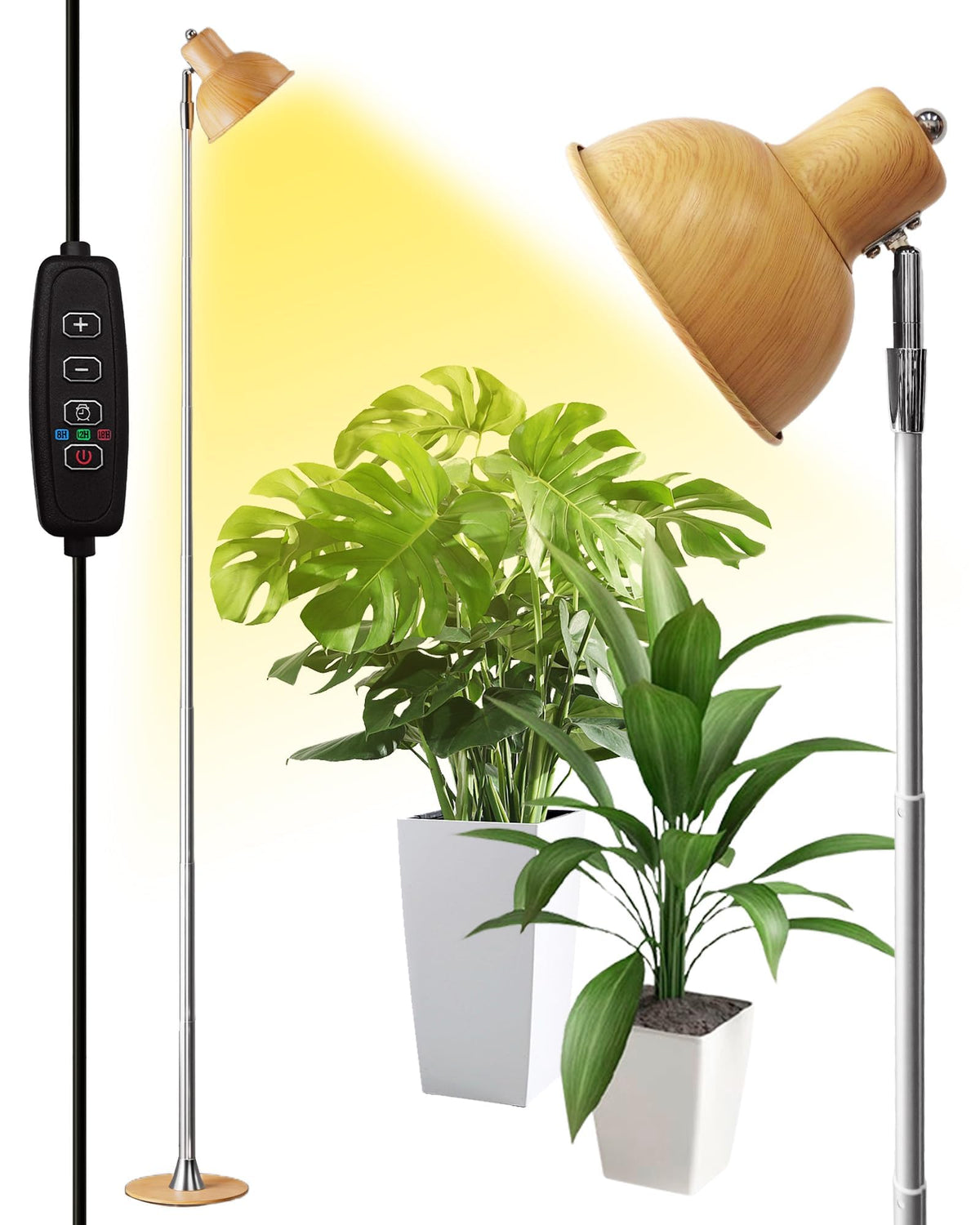 yadoker front view of aluminum wood-grain grow light, elegant look and performance