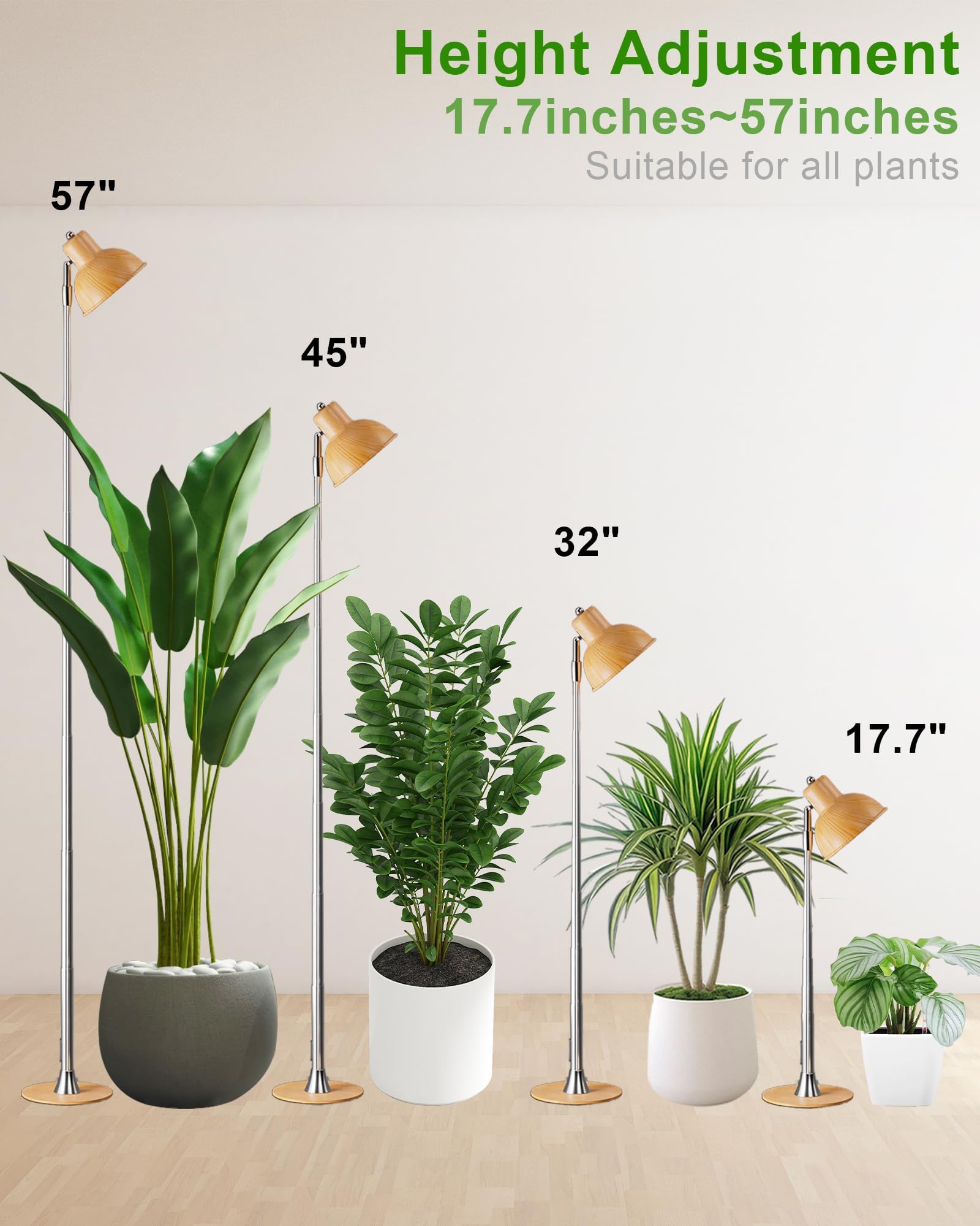 yadoker telescoping height adjustment extended over tall plant for custom light