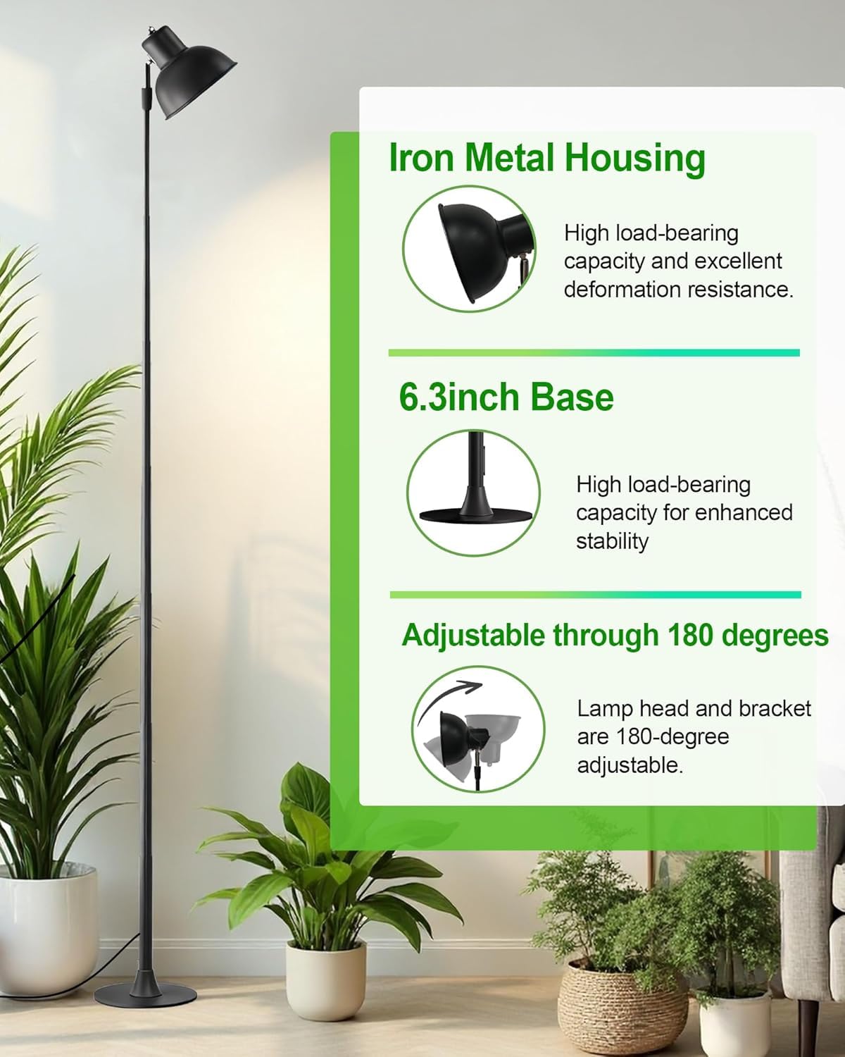 yadoker adjustable height pole and locking mechanism demonstrating flexible placement for varied plant sizes