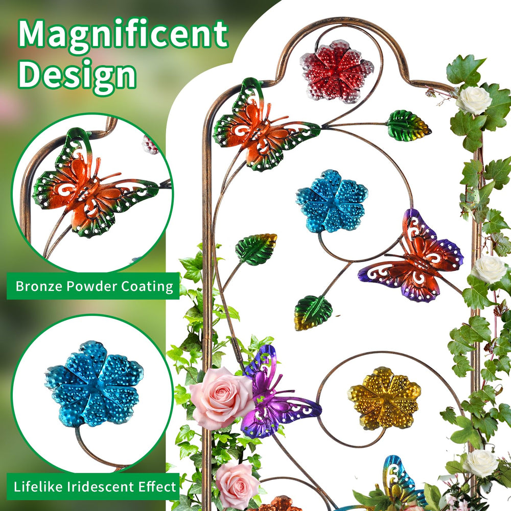 YADOOLIFE ornate butterfly and hummingbird detail enhancing plant support