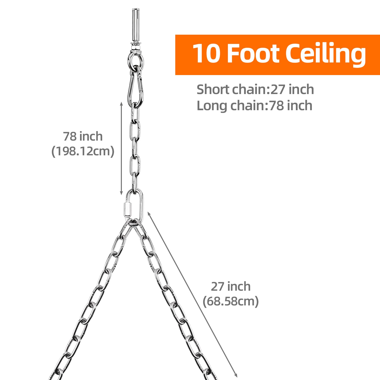 Yaeccc long chain close-up polished links for durable, rust-resistant strength