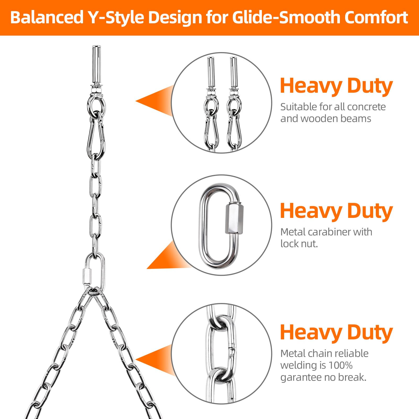 Yaeccc chains attached to concrete ceiling showing safe anchor compatibility