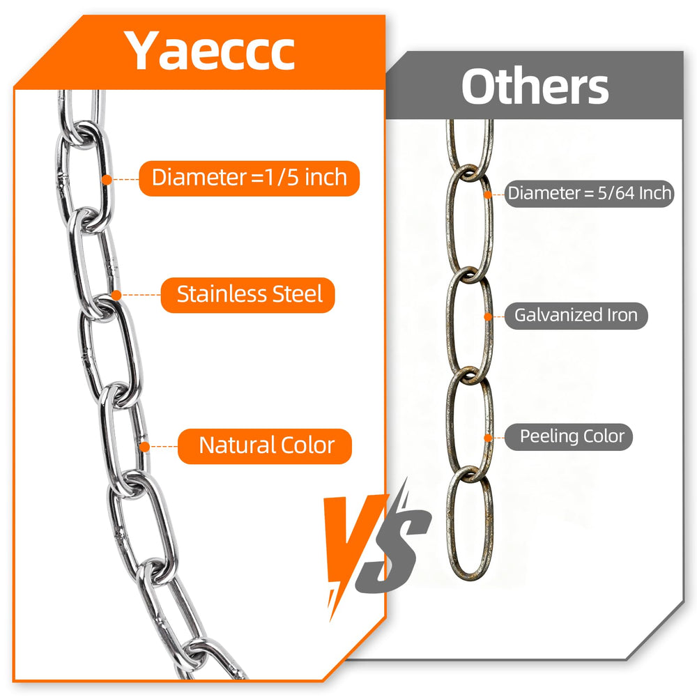 Yaeccc chains with measuring tape showing adjustable 105 inch total length