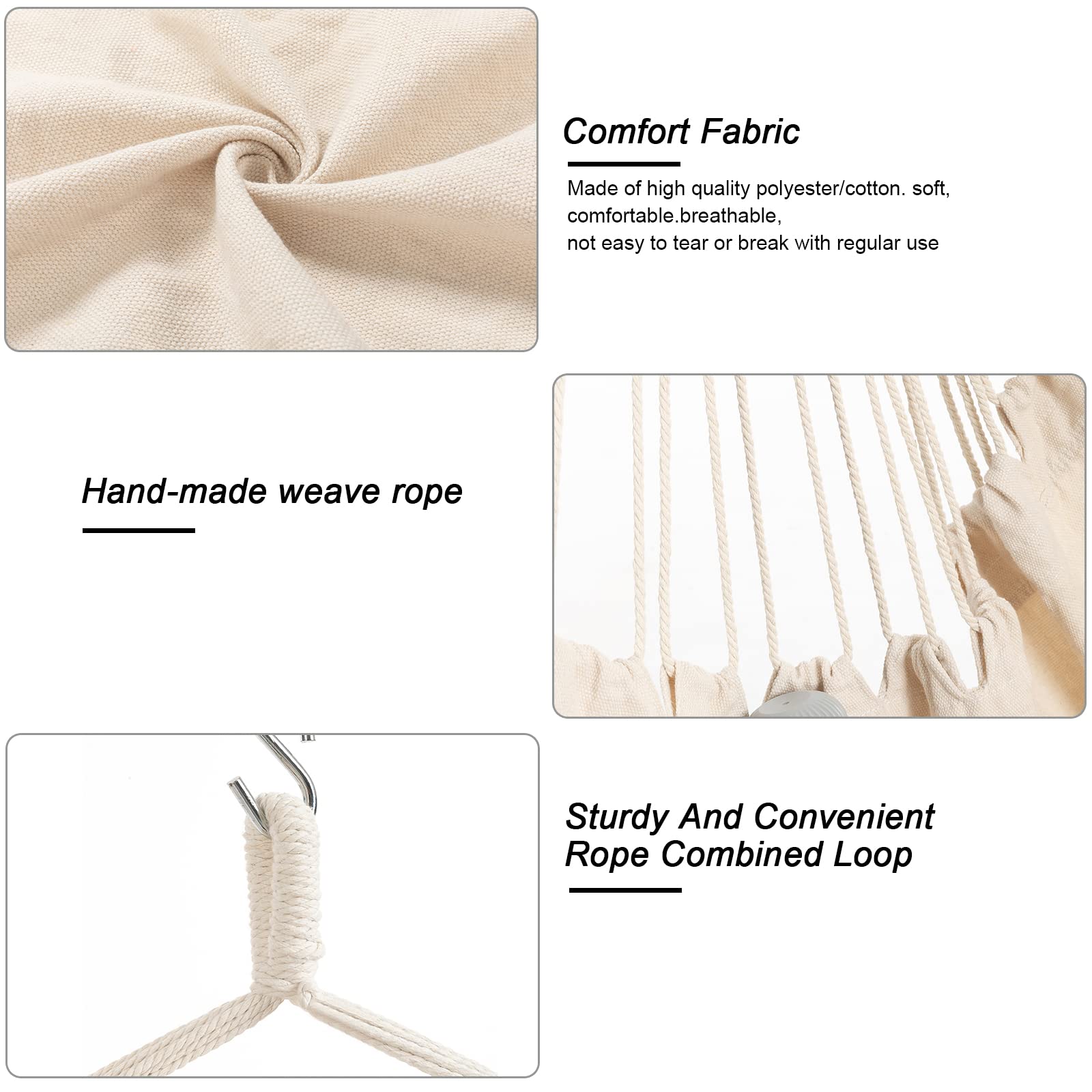 YAERSI rope and S-hook included for quick single-point installation