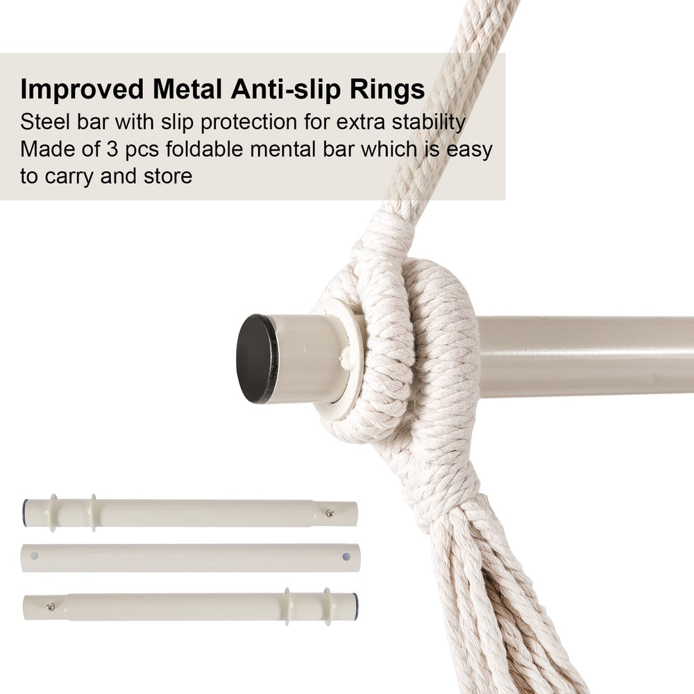 YAERSI hammock chair with person to show size and 330 lb capacity clarity