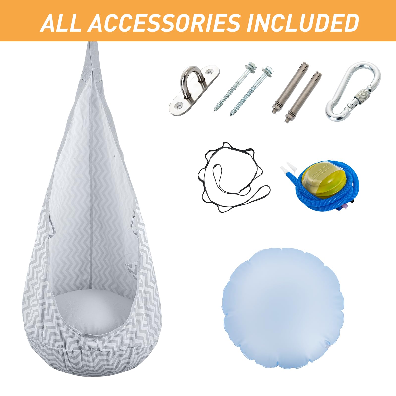 YAERSI installation kit with pump and hardware showing all included parts