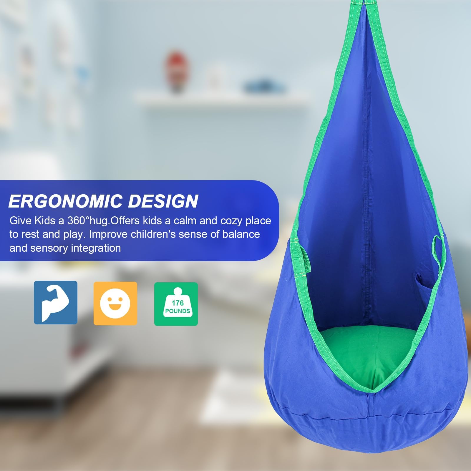 YAERSI inflatable PVC cushion detail showing padded seat support for ergonomic comfort