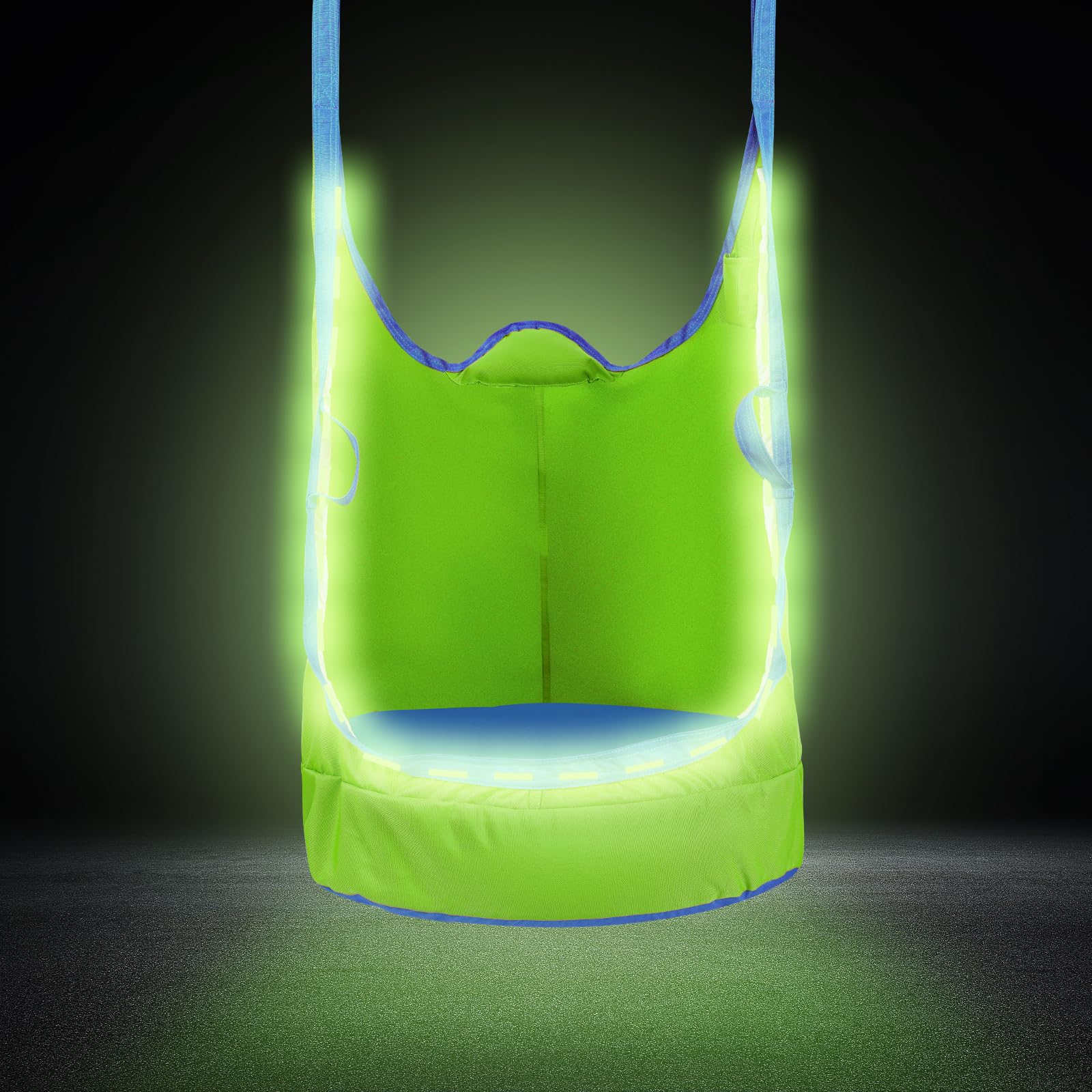 YAERSI pod swing front view showing cozy enclosed seat and vibrant color