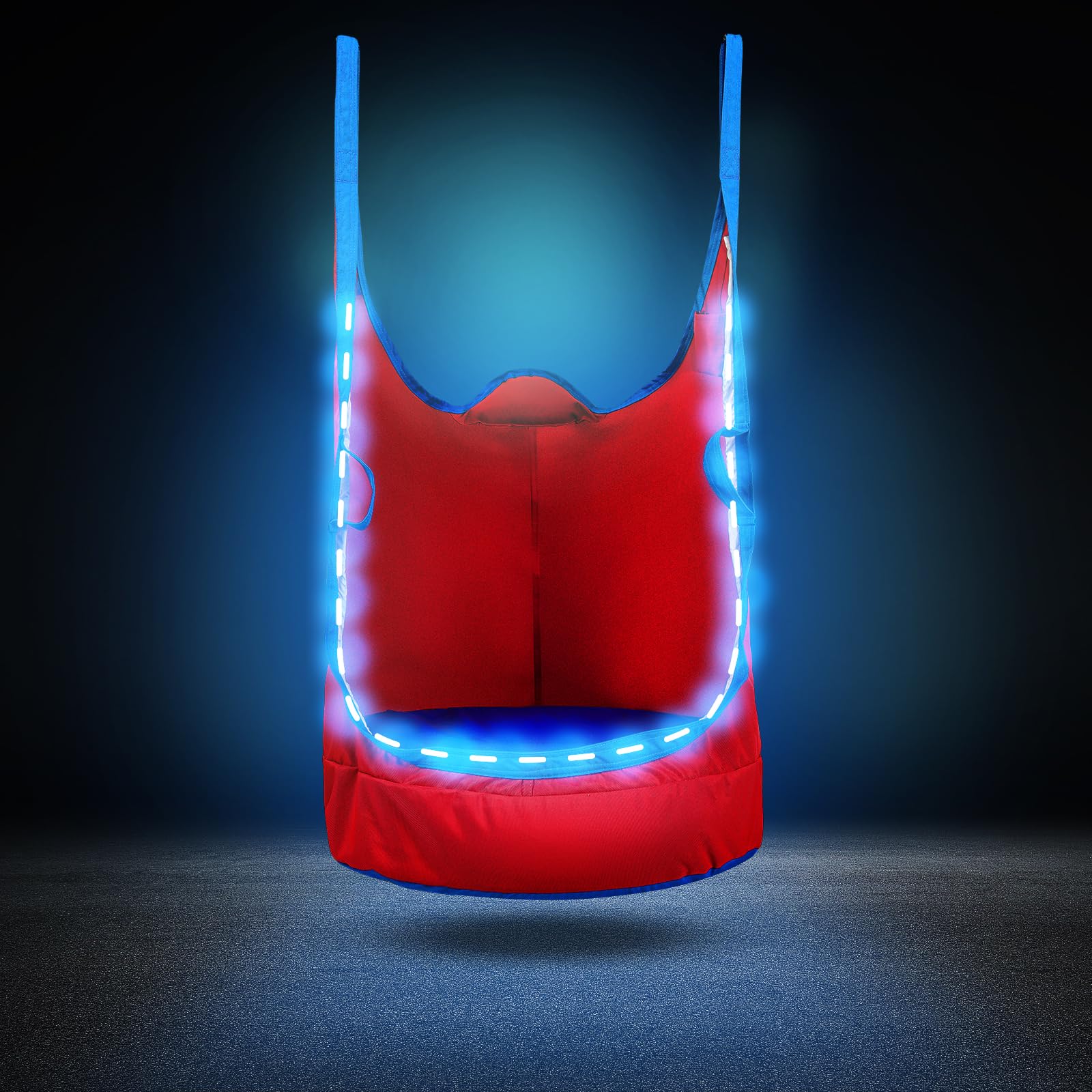 YAERSI pod swing front view showing cozy entrance and secure frame benefit comfort