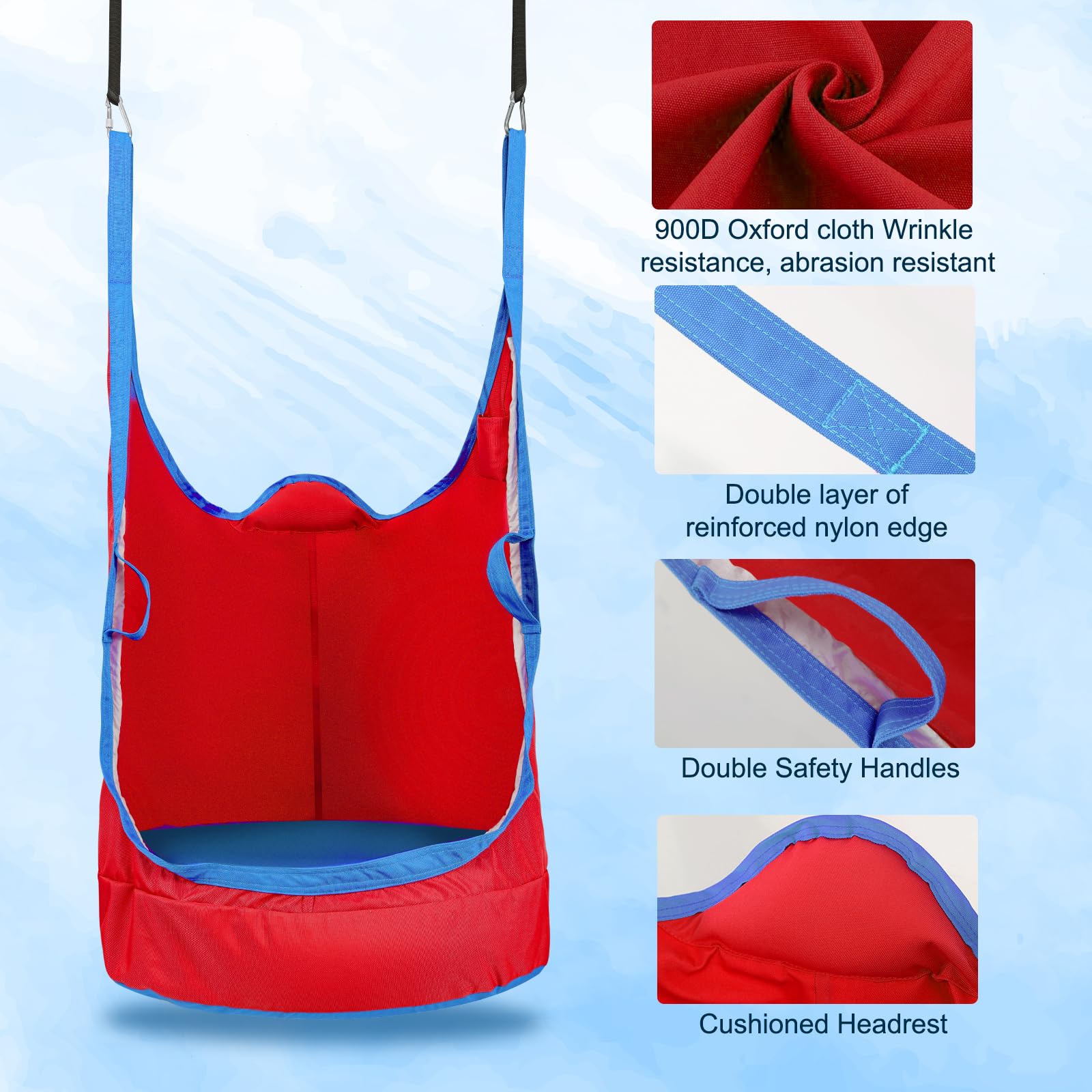 YAERSI swing next to child and chair showing scale and weight capacity benefit