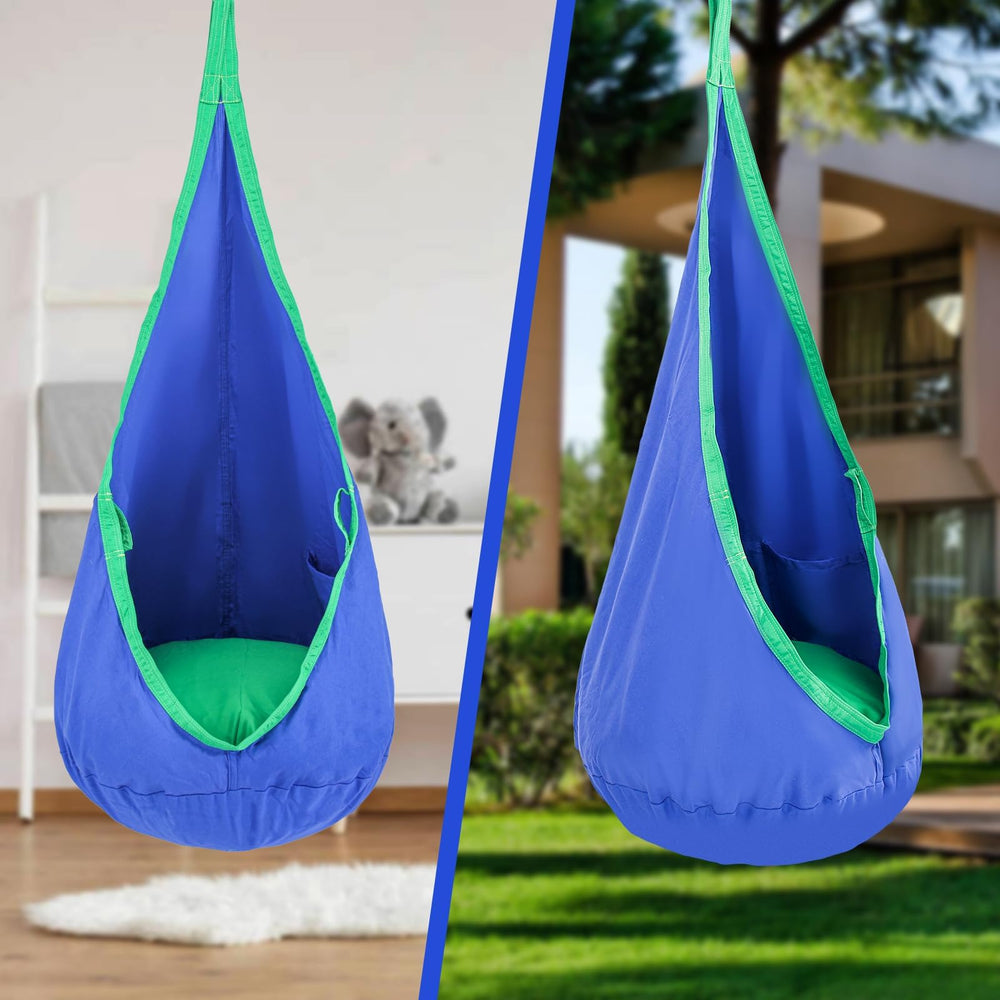 YAERSI swing next to child and ruler for size comparison showing appropriate scale