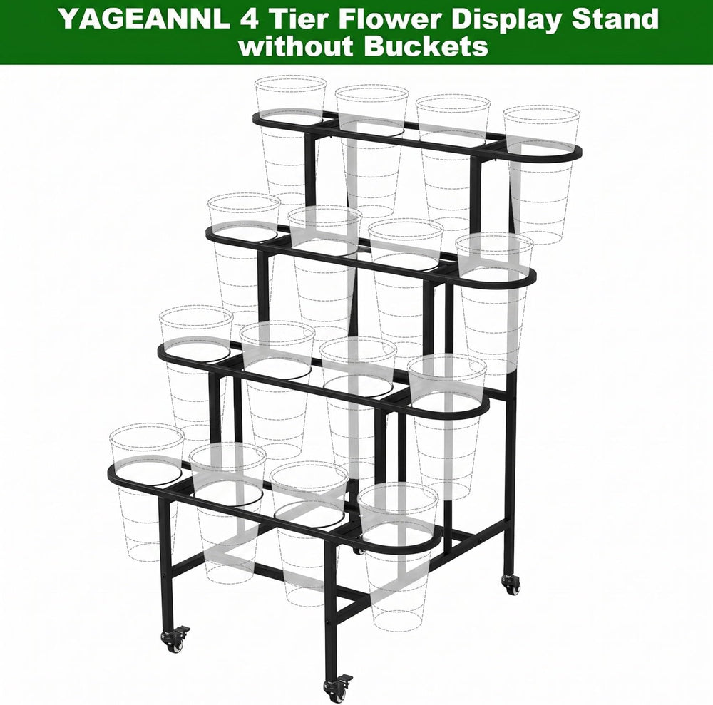 YAGEANNL stand loaded with pots in a flower shop illustrating attractive retail presentation