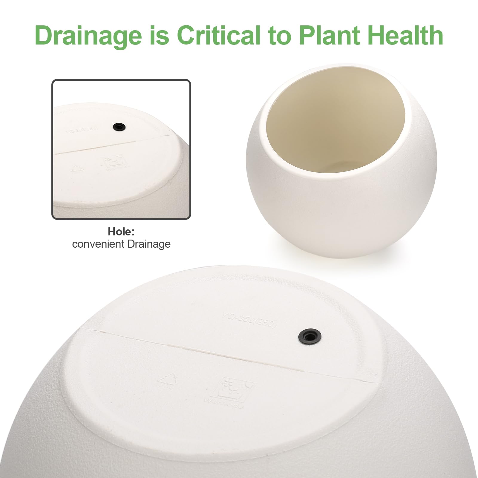 Yaghpy drainage hole with rubber plug detail aiding controlled watering