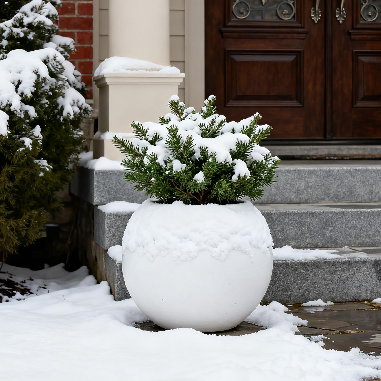 Yaghpy on porch scale and setting demonstrating outdoor weather resistance