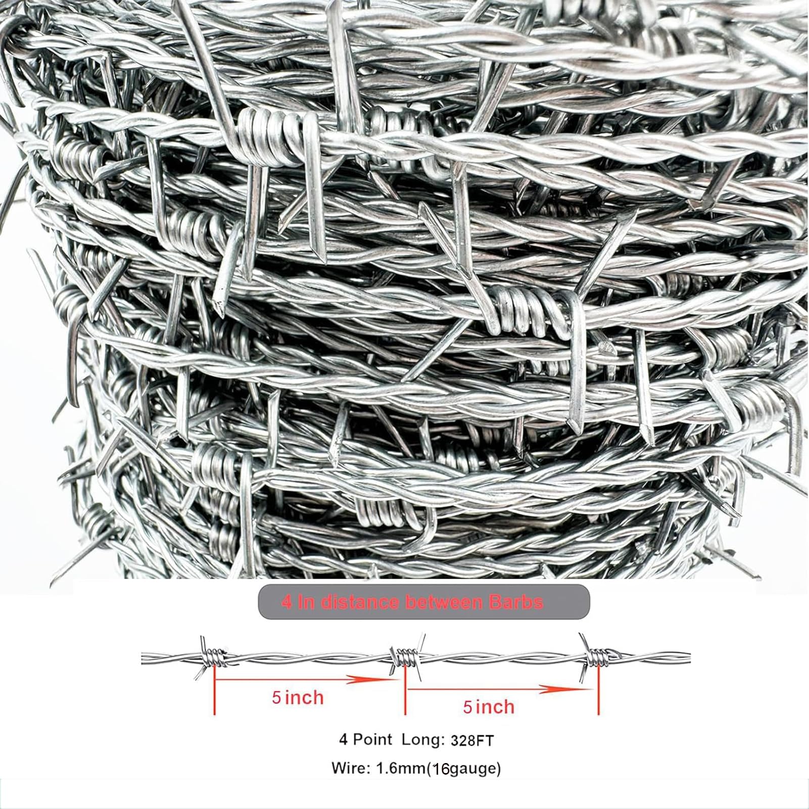 YAGJIA close-up of sharp 4-point barbs highlighting deterrent effectiveness