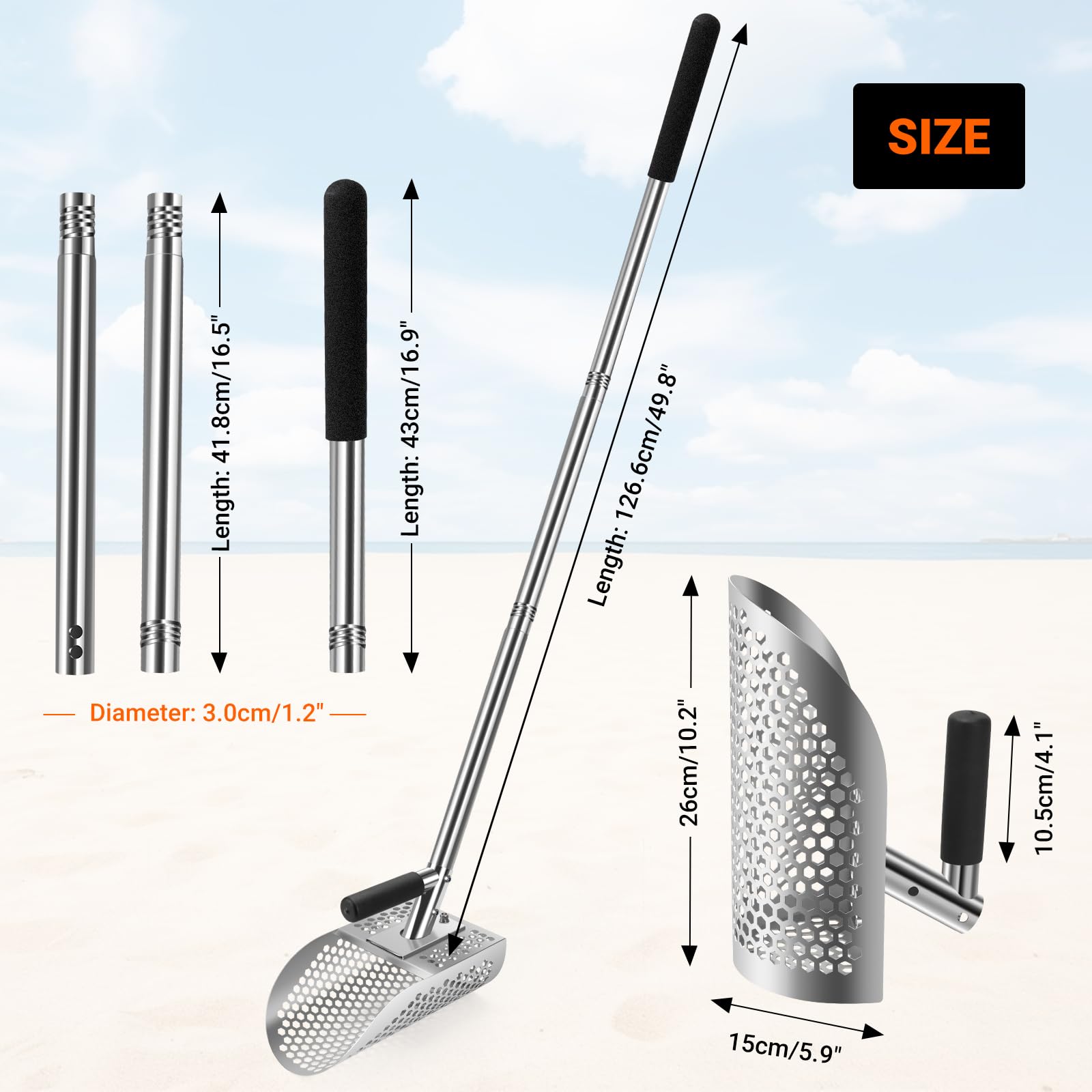 Yaheeda scoop in use at beach showing efficient digging and easy recovery benefit