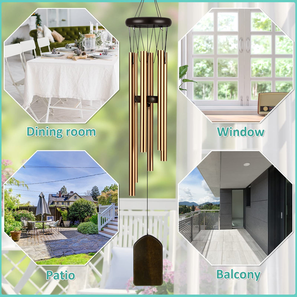 Yahenda wind chimes in memorial garden offering peaceful audio backdrop