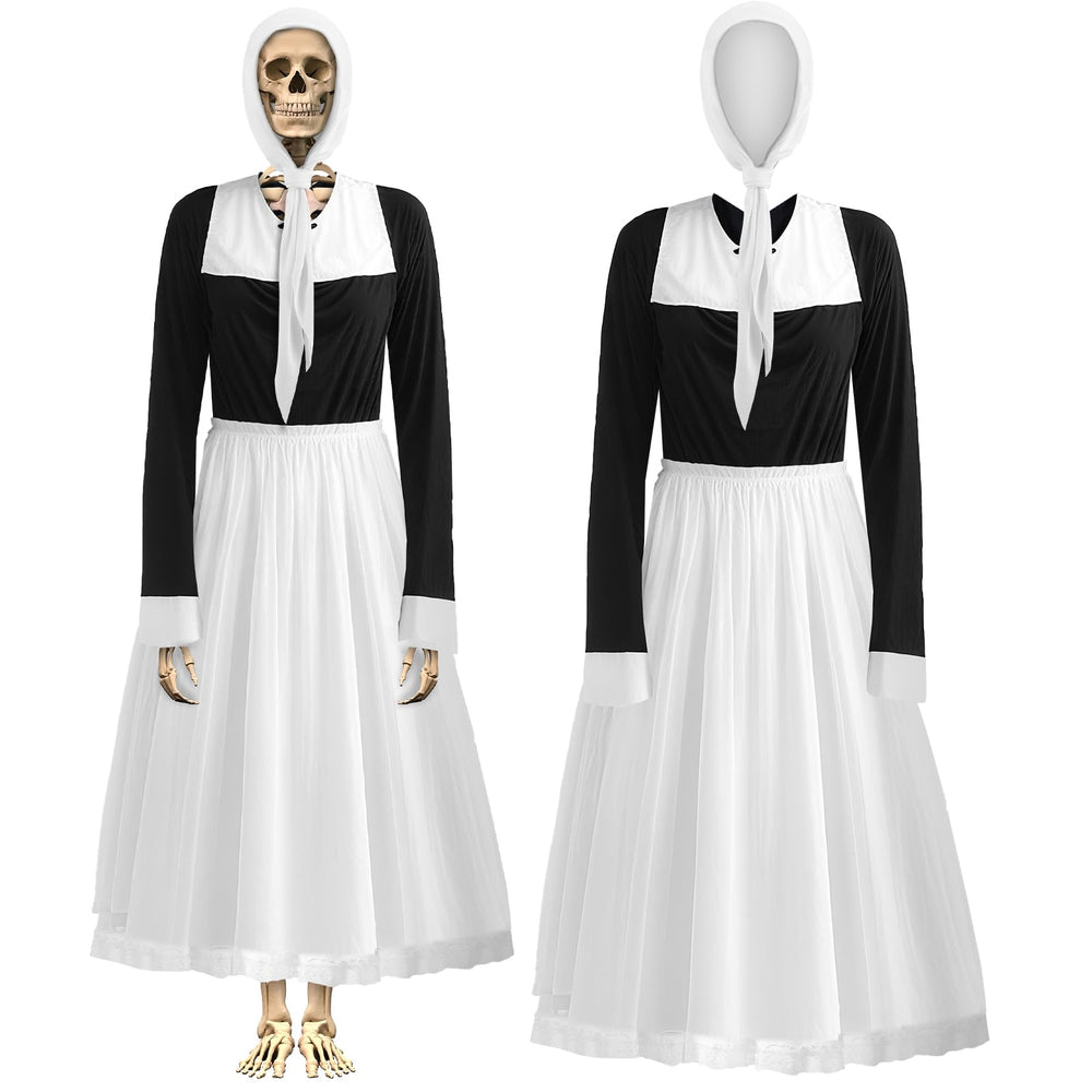 Yahenda white pilgrim headscarf on skeleton, adds authentic Thanksgiving charm