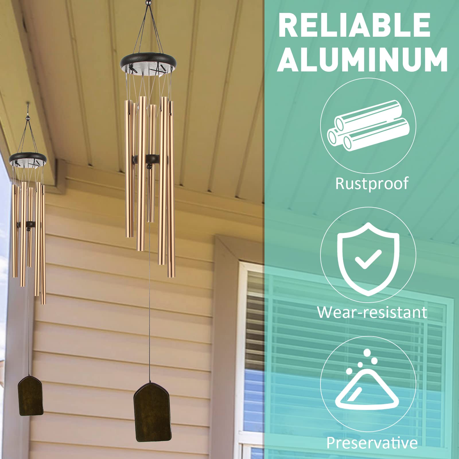 Yahenda wind chime held in hand to show 28-inch scale and installation ease