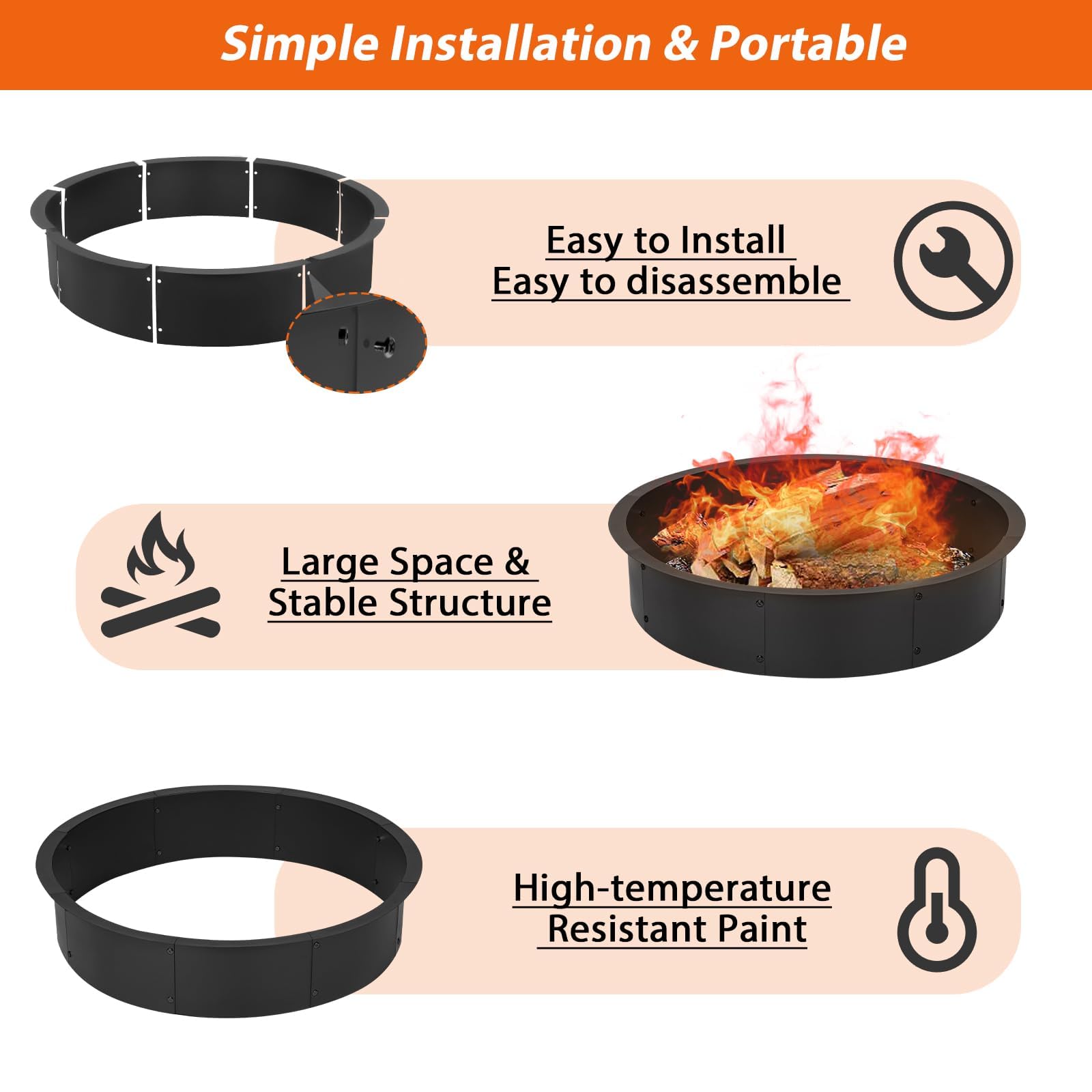 YAHKBTEN fire pit ring installed in backyard creating safe, contained outdoor warmth