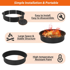 YAHKBTEN fire pit ring installed in backyard creating safe, contained outdoor warmth
