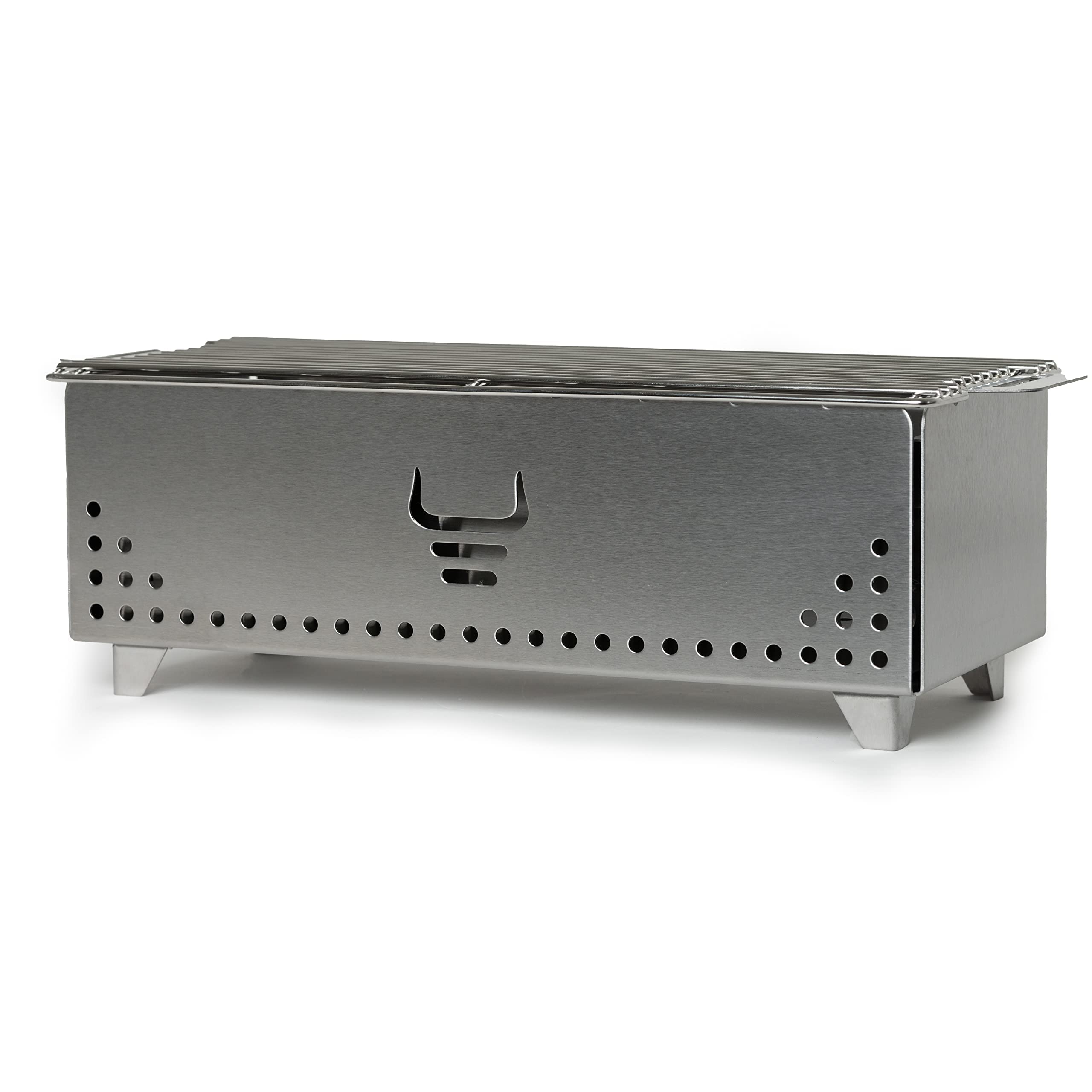YAK GRILLS front view stainless steel showing durable build and portability benefit