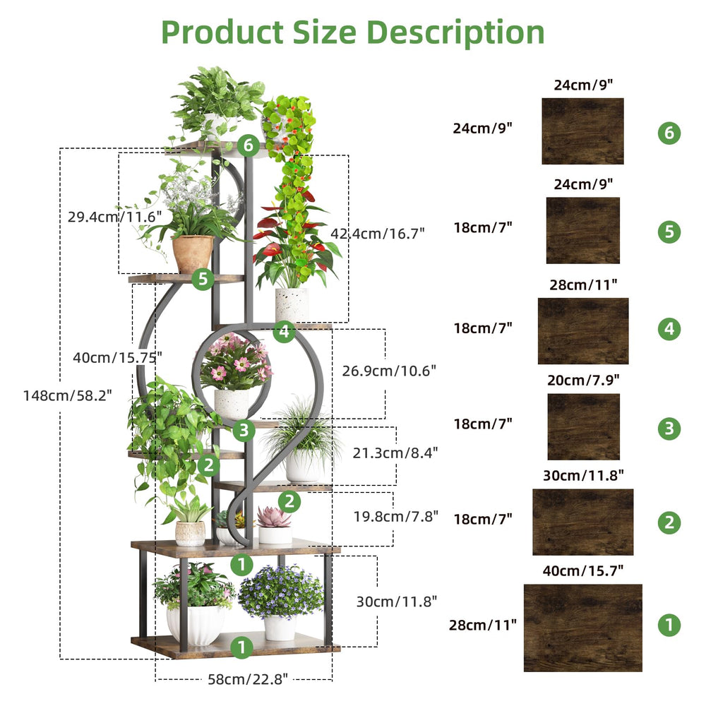 YAKANJ pot size comparison on tiers demonstrating capacity for various pots