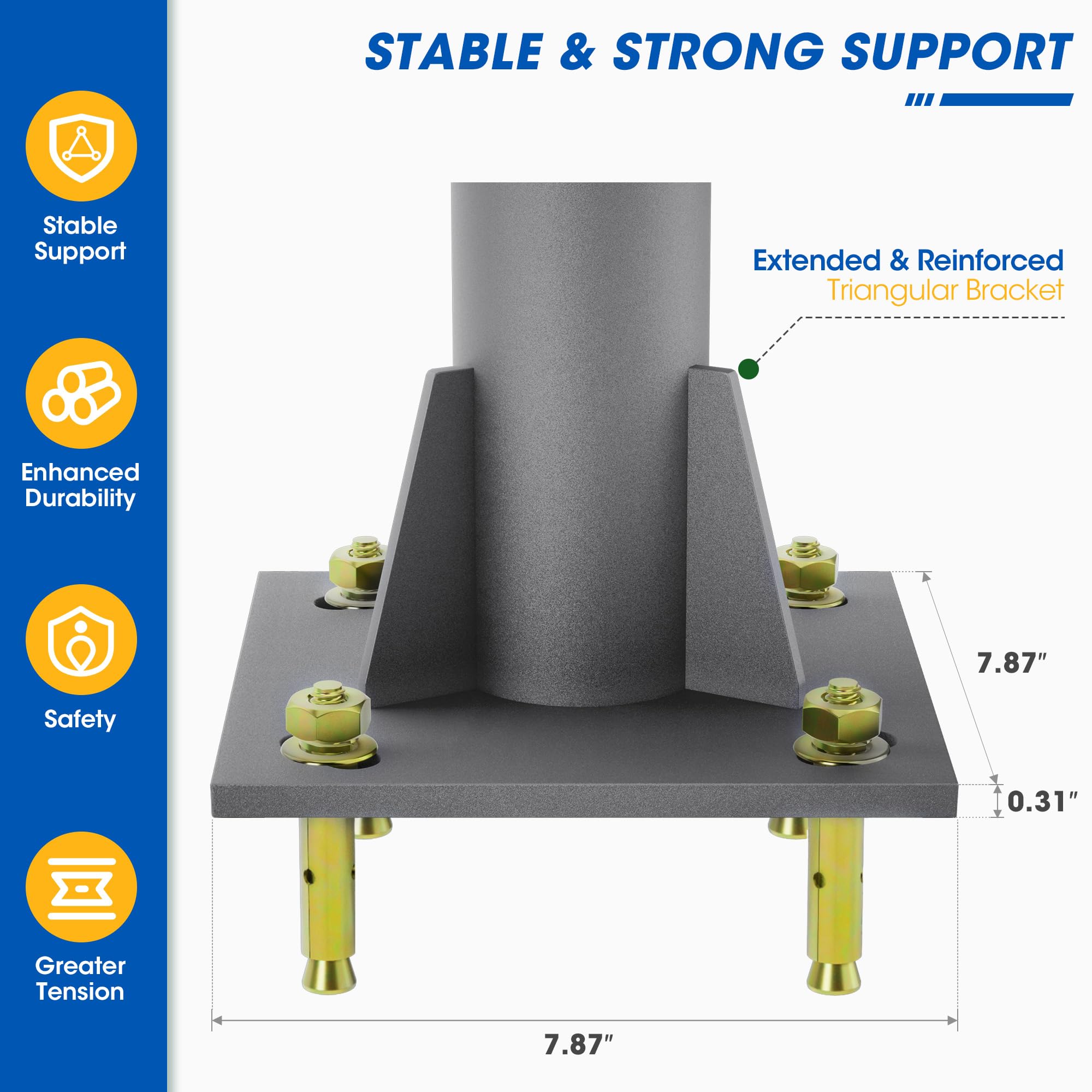 Yakmax closeup of adjustable D-ring clamp showing flexible sail attachment options