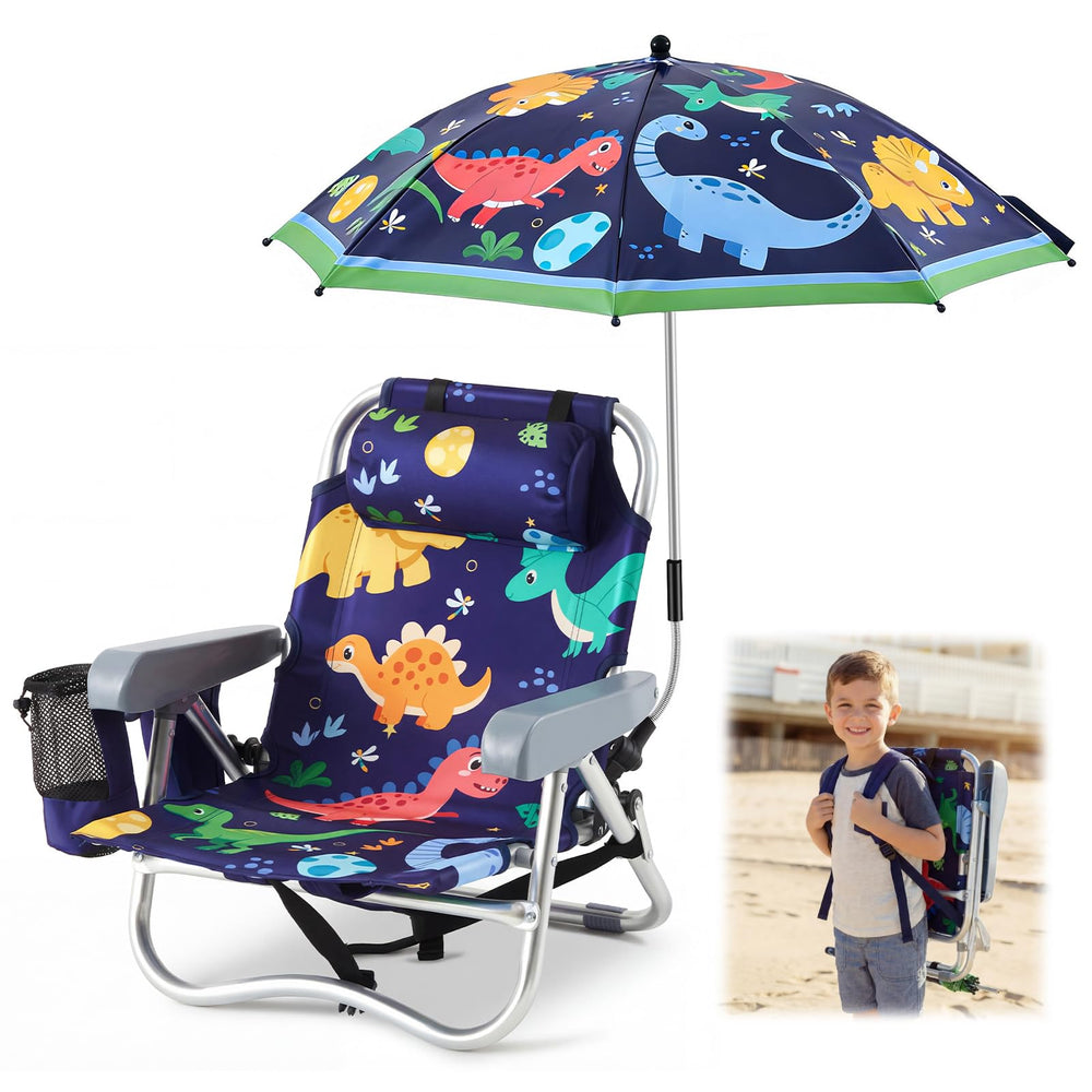 Yalikop front view of dinosaur chair showing overall design and portability benefit