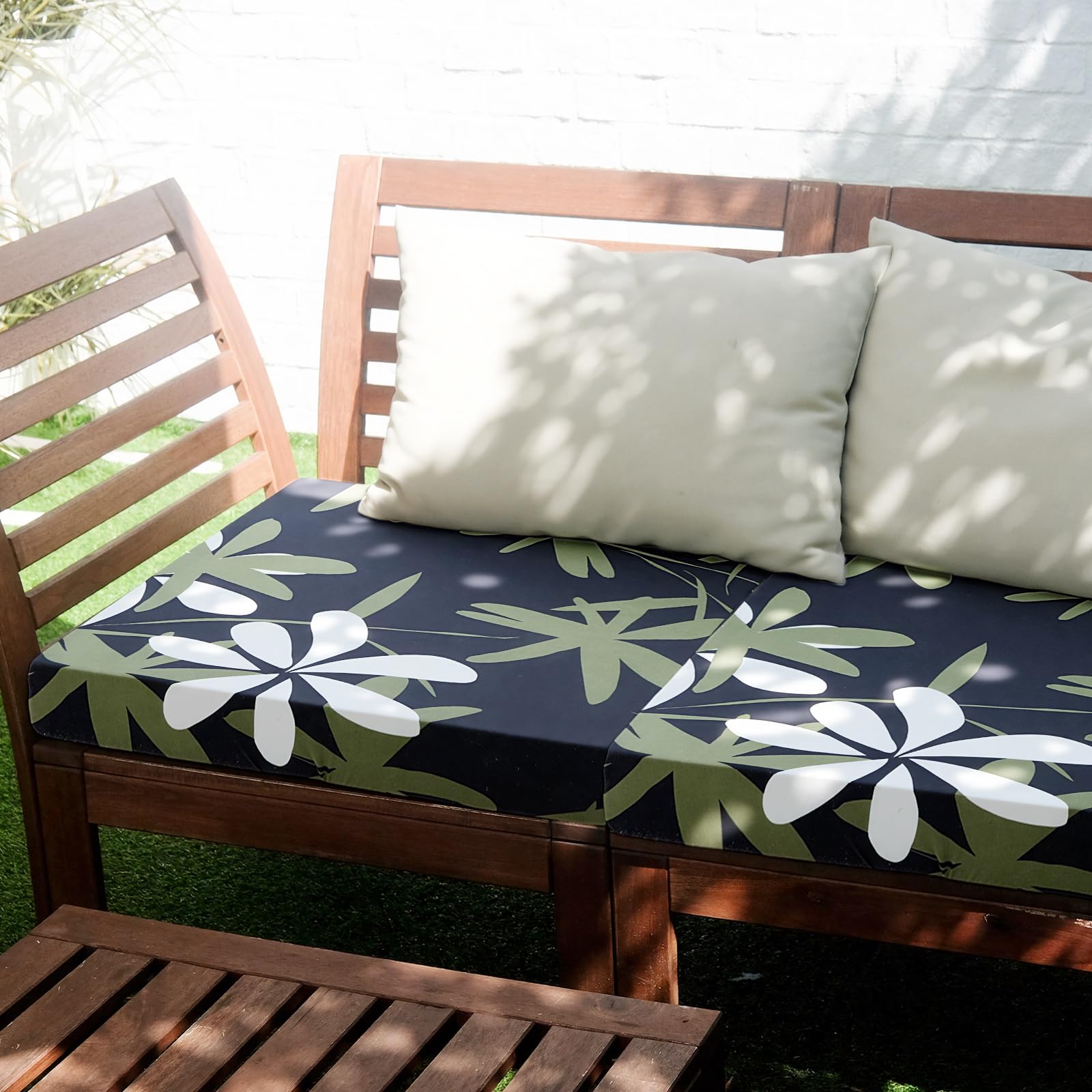 Yalikop on a patio sofa demonstrating protection and coordinated look