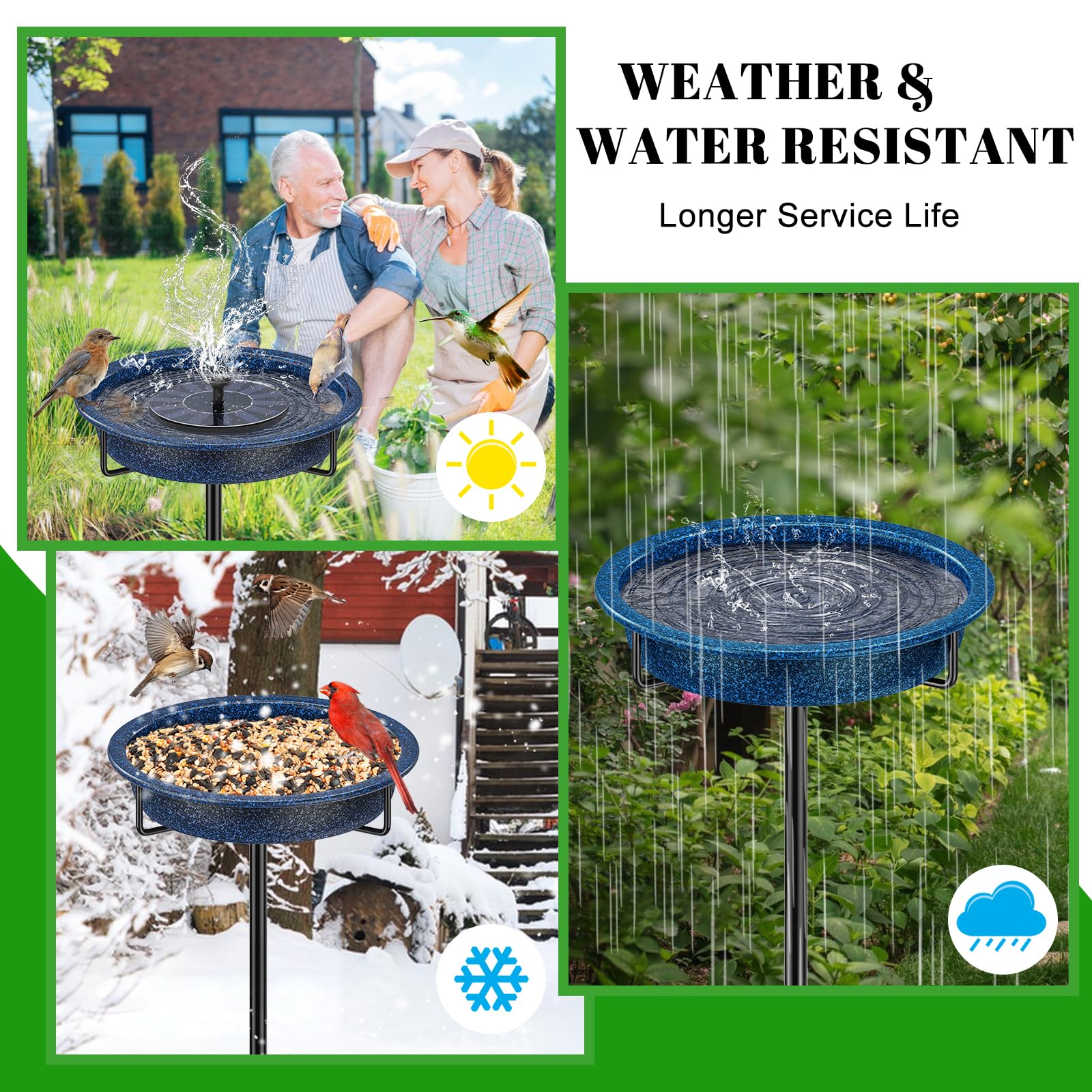 YALINKA bird bath installed in garden, creates lively outdoor ambience