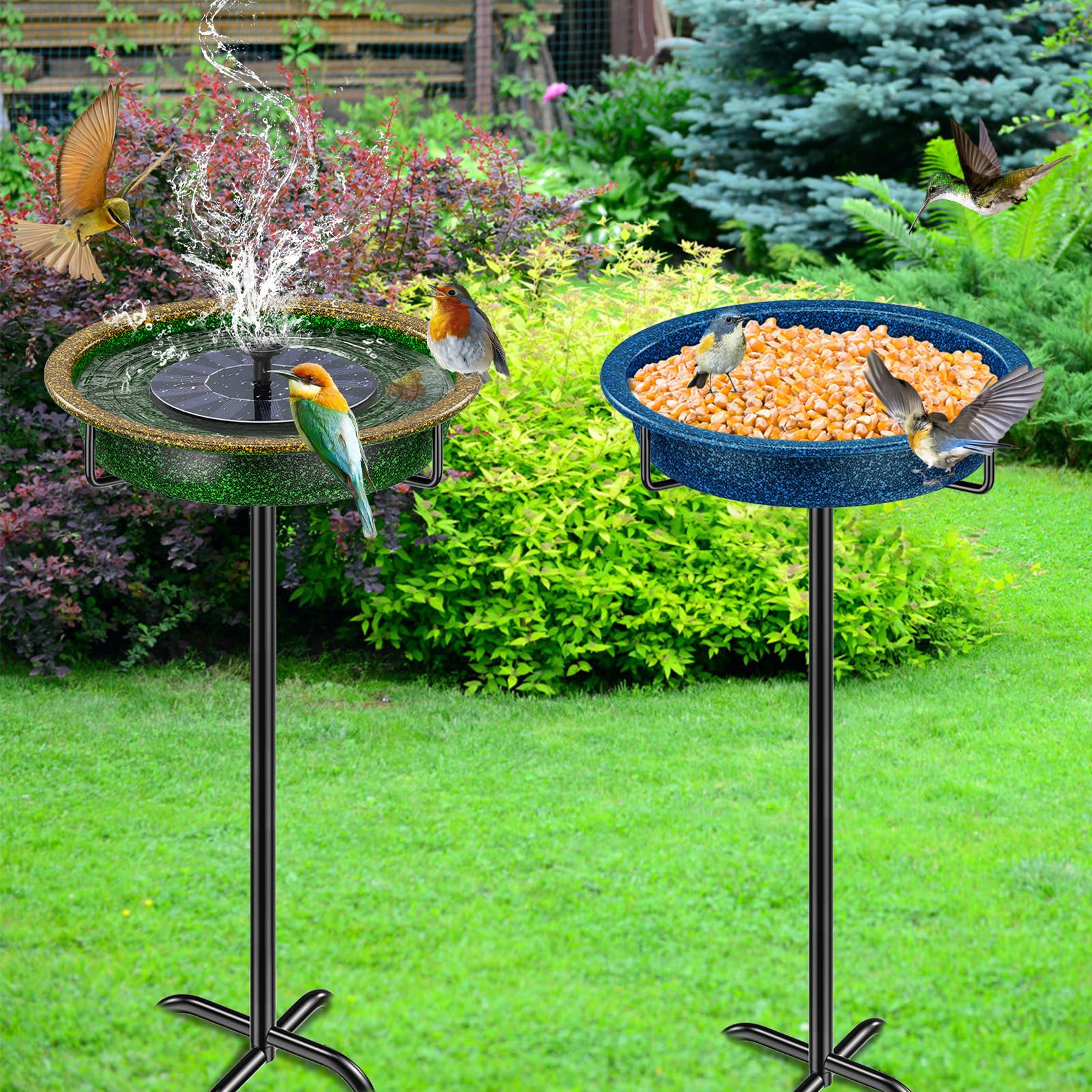 YALINKA bowl fitted with small solar fountain, adds motion to attract birds