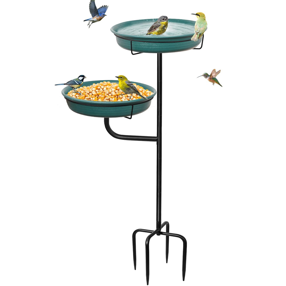 YALINKA front view of freestanding green birdbath bowl showing stable base and shape