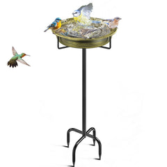 YALINKA front view of freestanding bird bath showing elegant bowl and stake